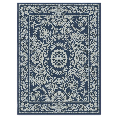 RUGGABLE Washable 2x3 Area Rug, Delphina Delft Blue, Premium Vintage Rugs for Living Room, Bedroom, Kitchen, Office, Classroom with Gripper Non Slip Pad