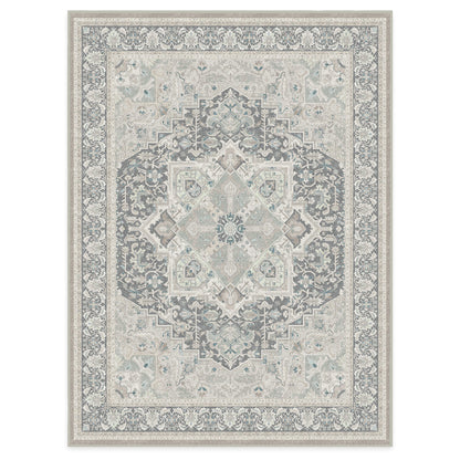 RUGGABLE Hendesi Heriz Washable Rug - Perfect Antique Vintage Area Rug for Living Room Bedroom Kitchen - Pet &amp; Child Friendly - Stain &amp; Water Resistant, Non-Slip - Abalone 2&