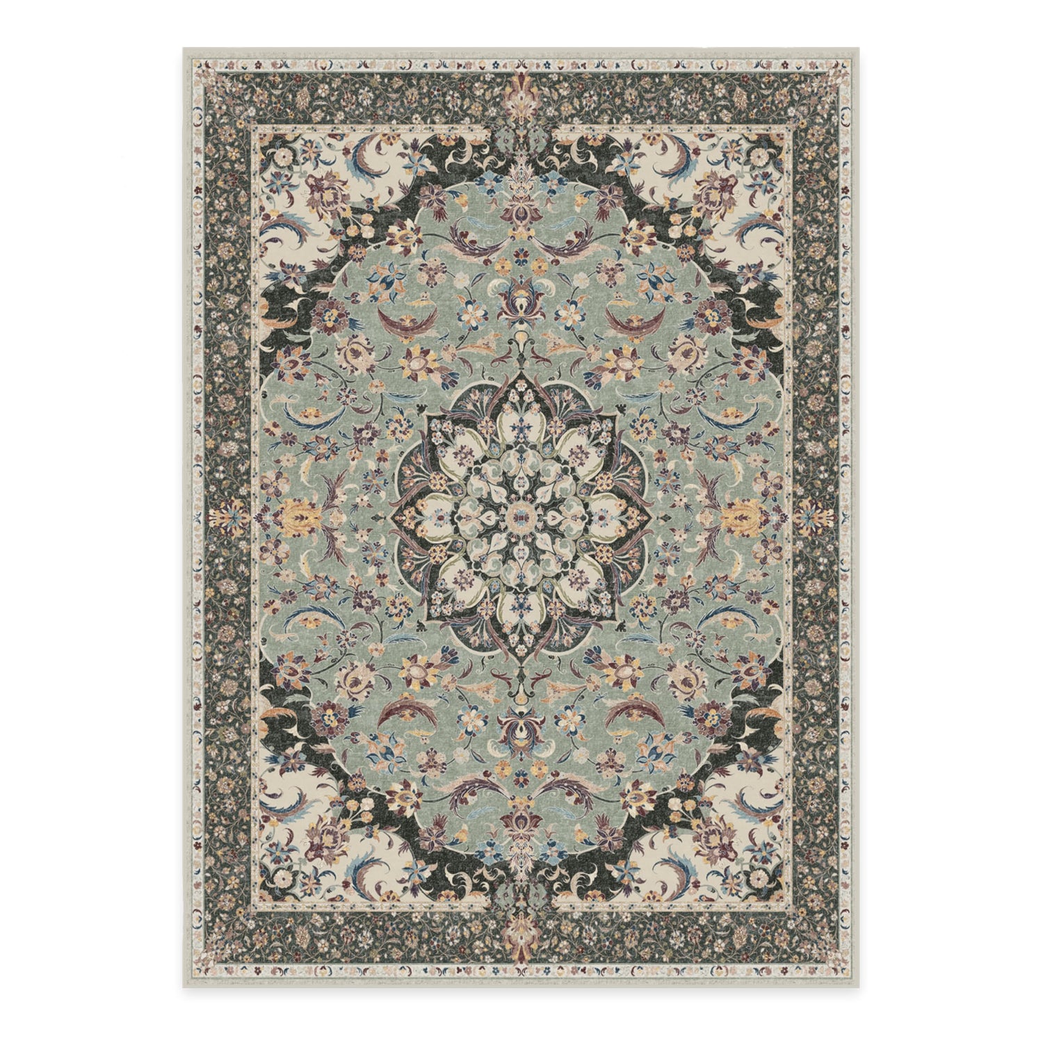 RUGGABLE Sima Washable Rug - Perfect Vintage Area Rug for Living Room Bedroom Kitchen - Pet &amp; Child Friendly - Stain &amp; Water Resistant - Royal Blue 2&