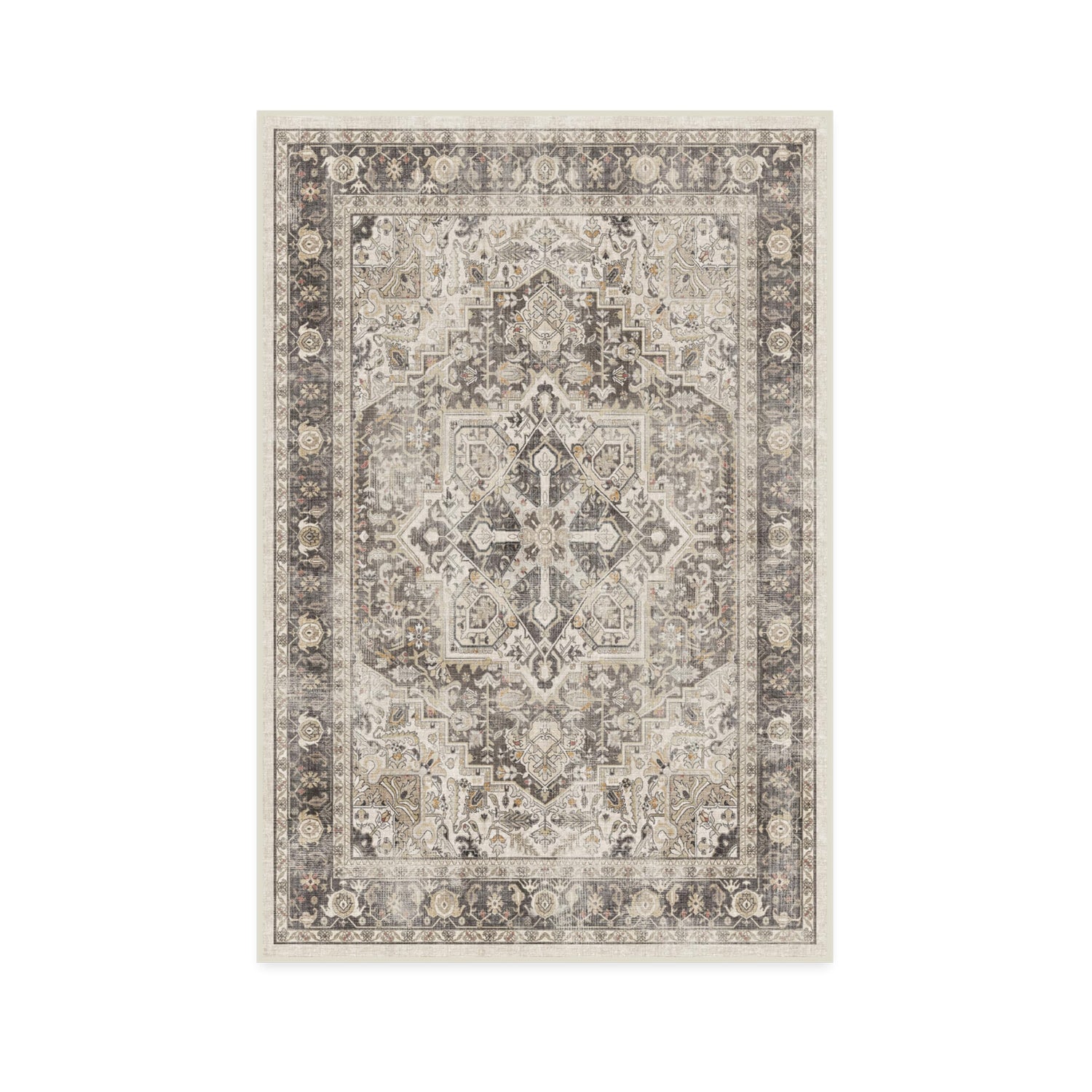 RUGGABLE Kamran Washable Rug - Perfect Vintage Area Rug for Living Room Bedroom Kitchen - Pet &amp; Child Friendly - Stain &amp; Water Resistant - Hazel 5&