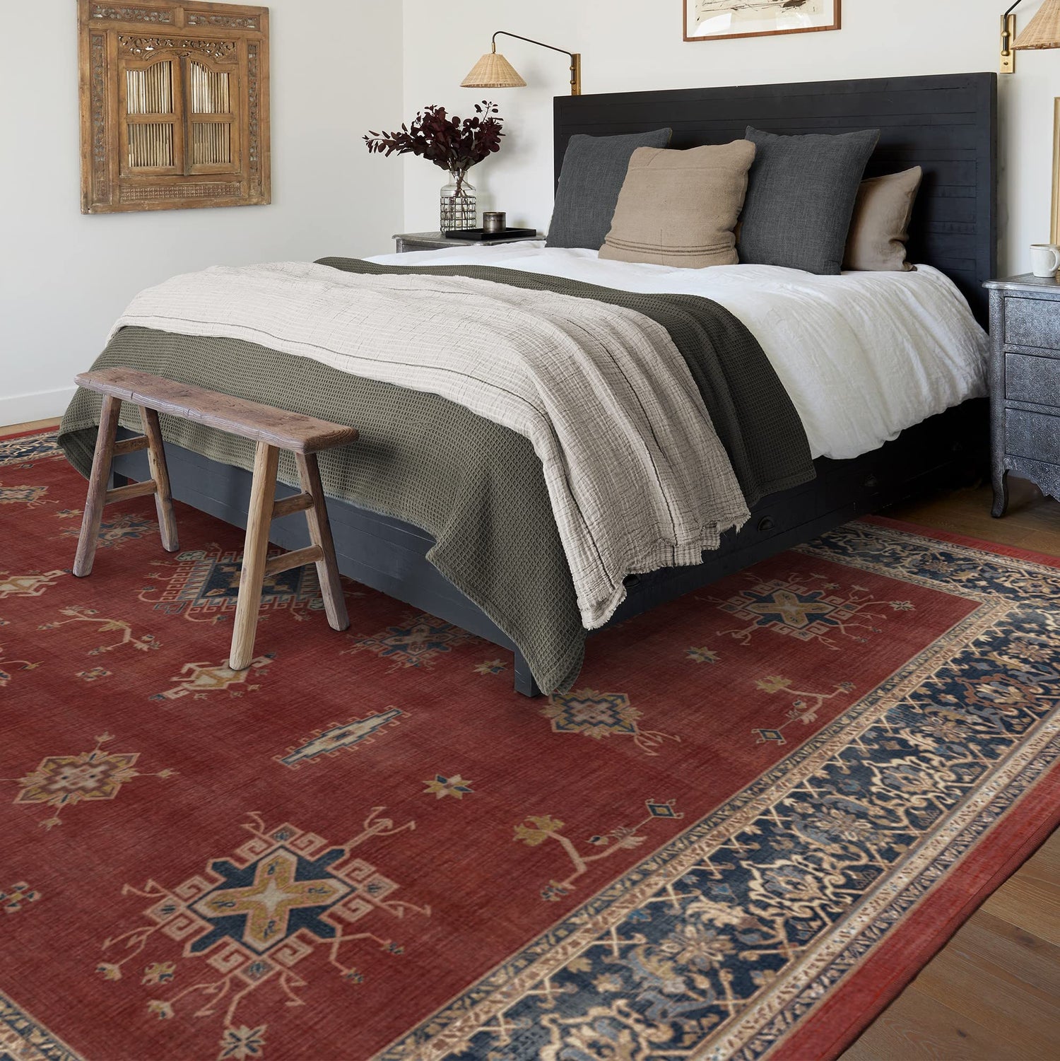 RUGGABLE – Verena Dark Wood – Machine Washable Runner Rug – Pet &amp; Child Friendly – Stain &amp; Water Resistant – Non-Slip – 2.5&