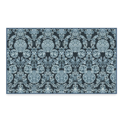 RUGGABLE Disney Traditional Mickey Mouse Washable Rug - Perfect Area Rug for Nursery Playroom Kids Room - Pet &amp; Child Friendly - Stain &amp; Water Resistant - Damask Grey 3&