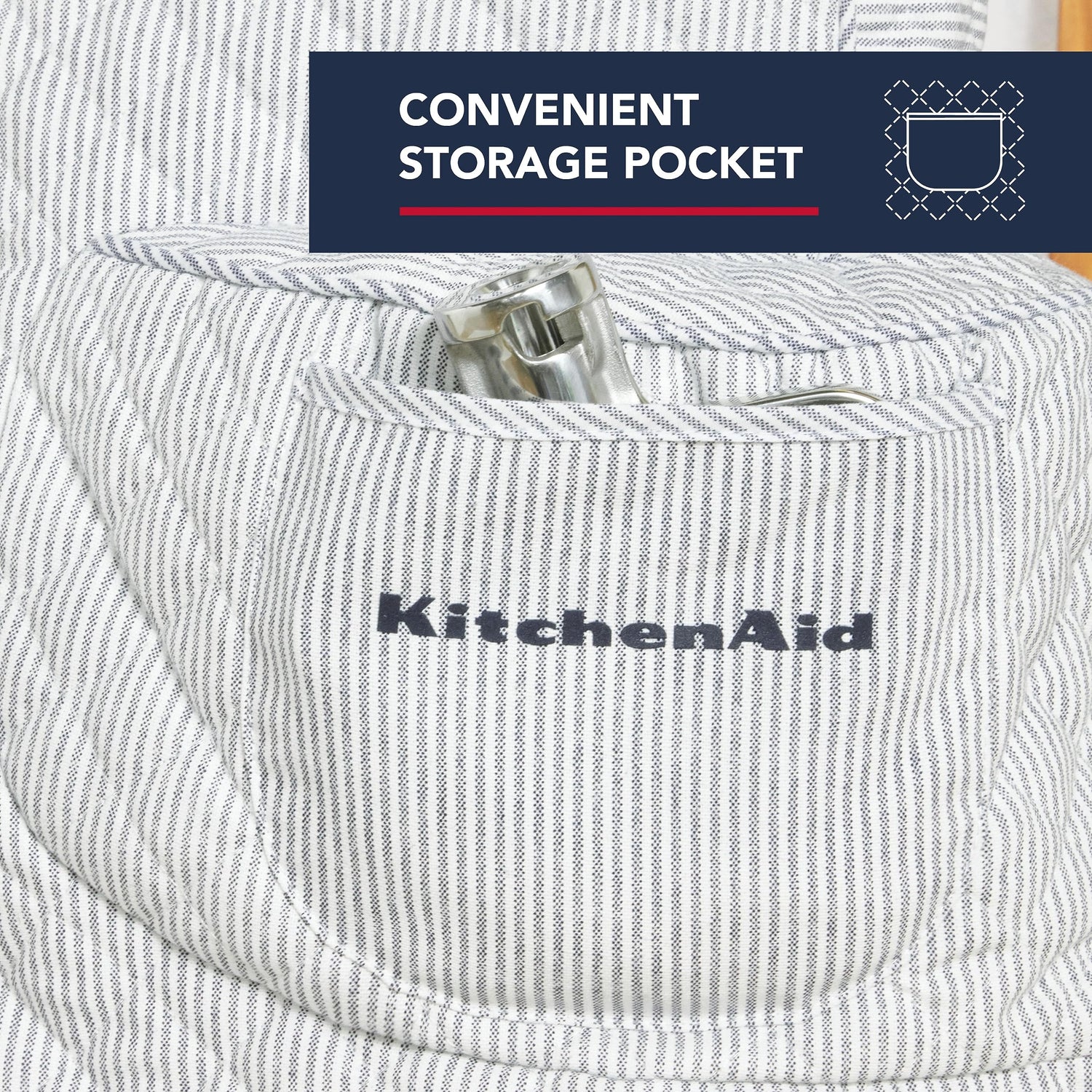 KITCHENAID Fitted Tilt-Head Solid Stand Mixer Cover with Storage Pocket, Quilted 100% Cotton, Milkshake, 14.4&quot;x18&quot;x10&quot;