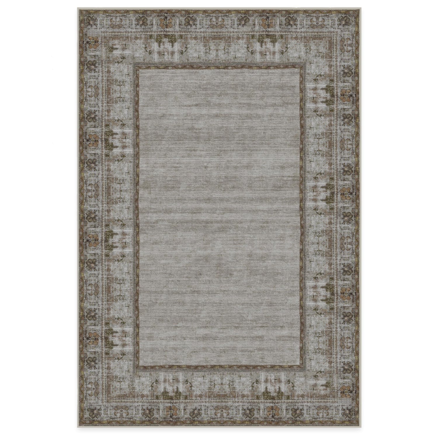 RUGGABLE Zinnia Runner Rug - Perfect Boho Washable Rug for Entryway Hallway Kitchen - Pet &amp; Child Friendly - Stain &amp; Water Resistant - Grey 2.5&