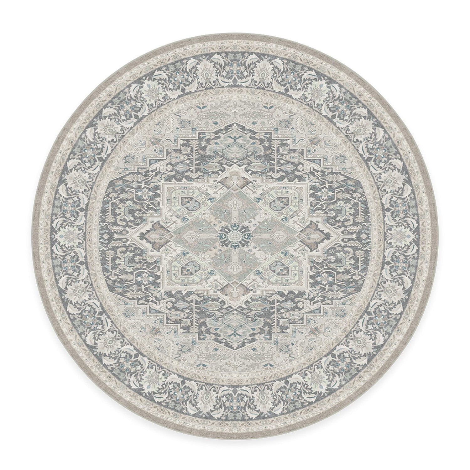 RUGGABLE Hendesi Heriz Washable Rug - Perfect Antique Vintage Area Rug for Living Room Bedroom Kitchen - Pet &amp; Child Friendly - Stain &amp; Water Resistant, Non-Slip - Abalone 2&