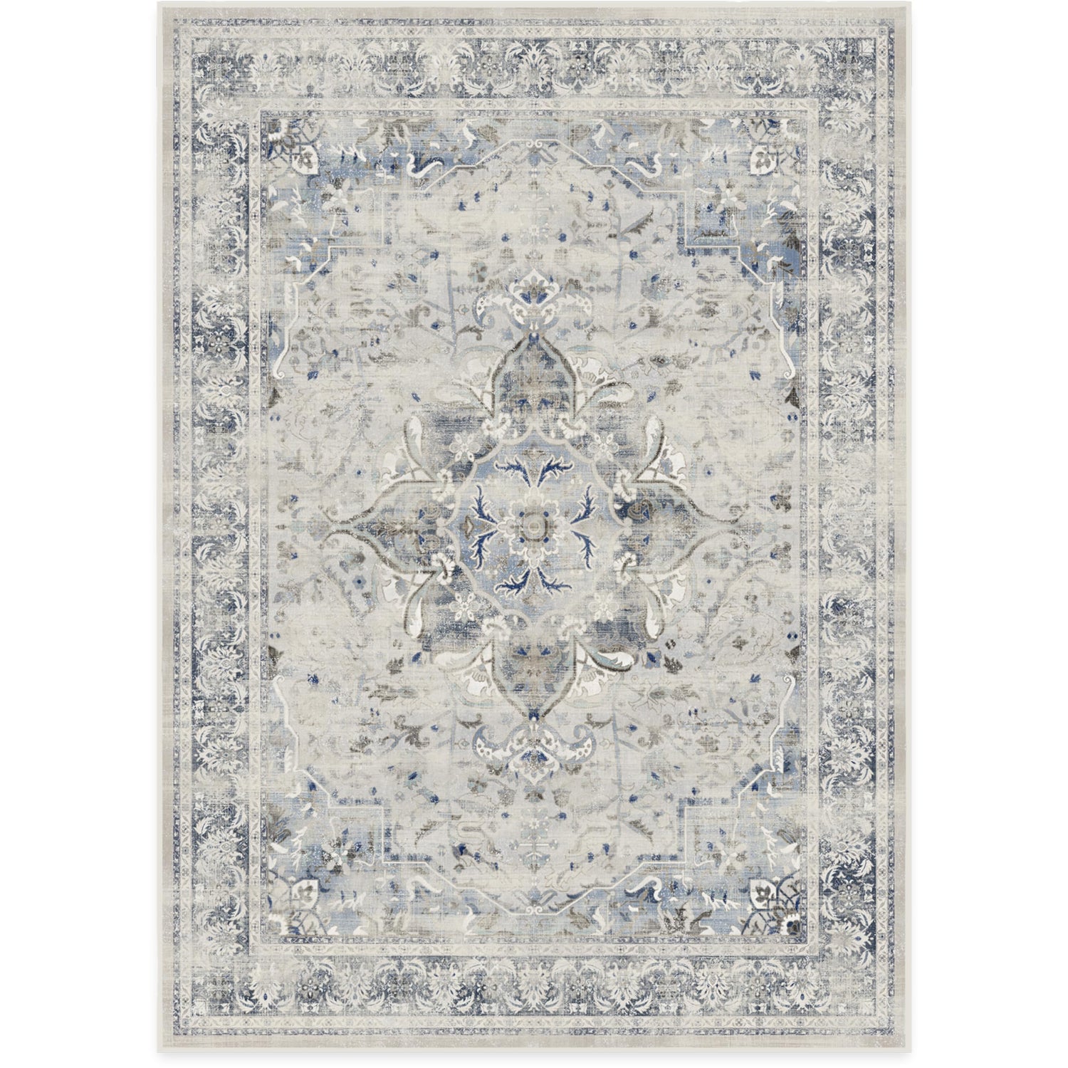 RUGGABLE – Sarrah Blue Quartz – Machine Washable Runner Rug – Pet &amp; Child Friendly – Stain &amp; Water Resistant – Non-Slip – 2.5&