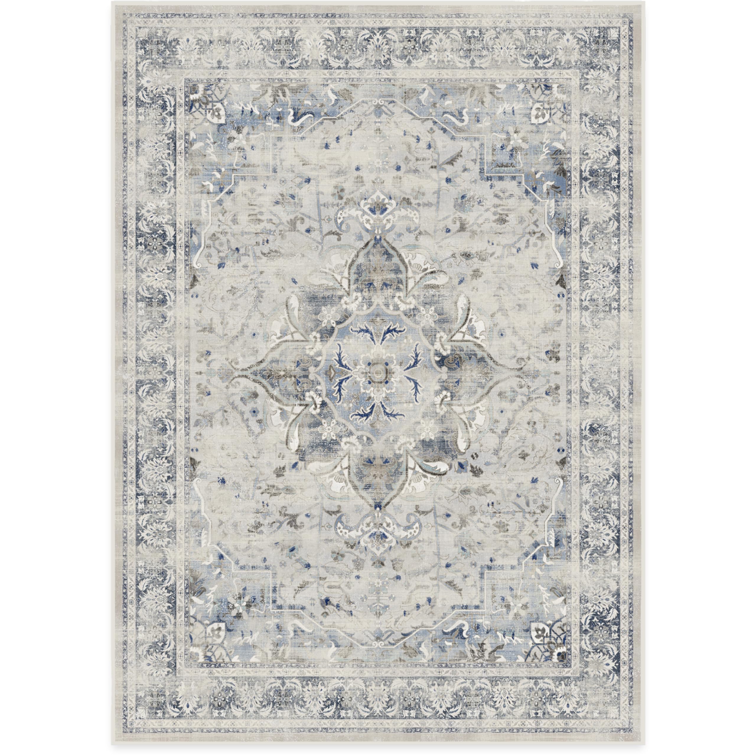 RUGGABLE – Sarrah Blue Quartz – Machine Washable Runner Rug – Pet &amp; Child Friendly – Stain &amp; Water Resistant – Non-Slip – 2.5&