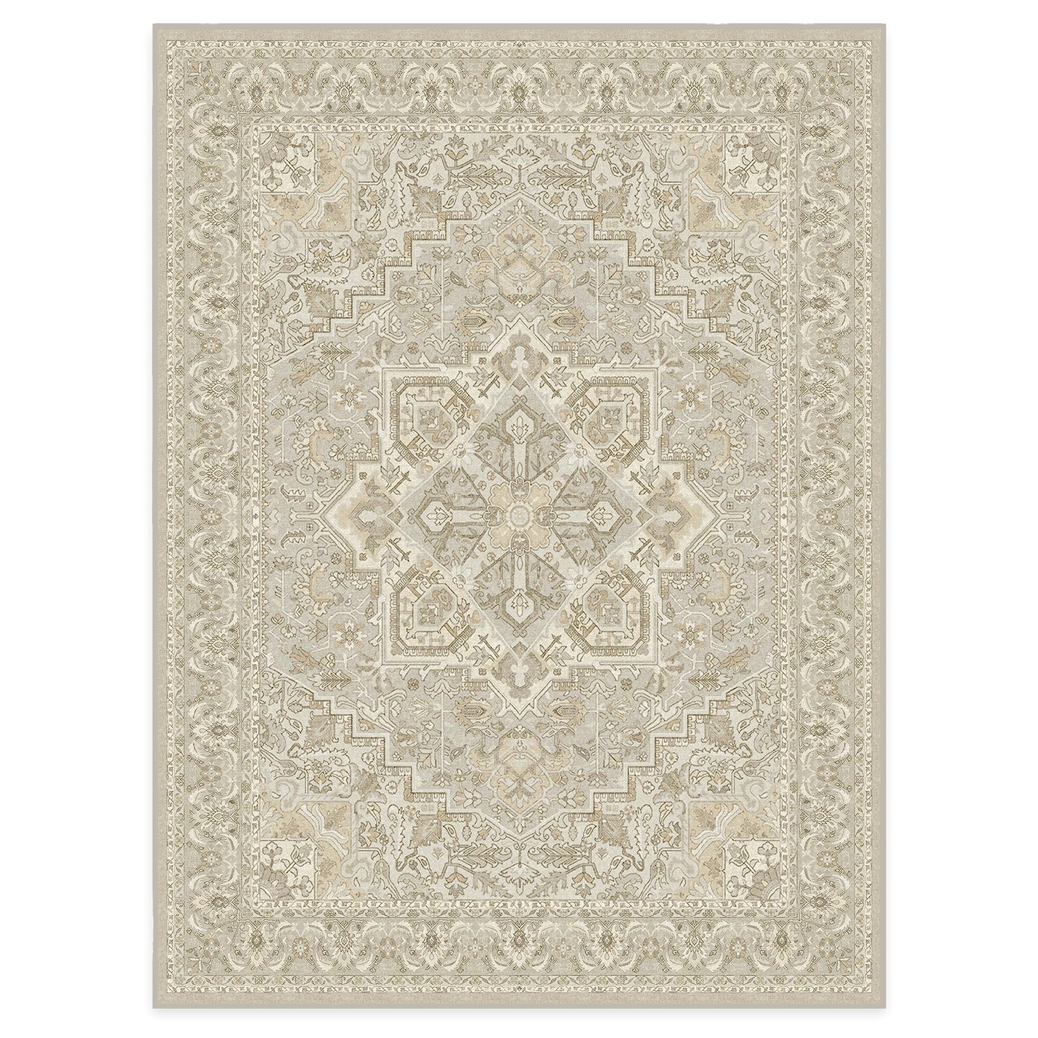 RUGGABLE Hendesi Heriz Washable Rug - Perfect Antique Vintage Area Rug for Living Room Bedroom Kitchen - Pet &amp; Child Friendly - Stain &amp; Water Resistant, Non-Slip - Abalone 2&