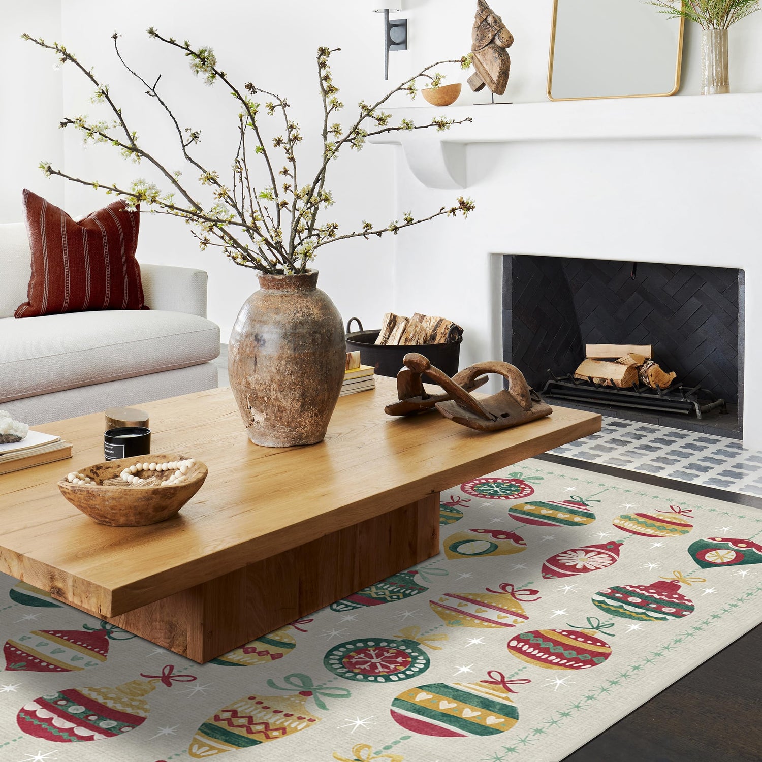 RUGGABLE Winter Plaid Washable Rug - Perfect Holiday Area Rug for Living Room Bedroom Kitchen - Pet &amp; Child Friendly - Stain &amp; Water Resistant - Dress Stewart Tartan Plaid 3&