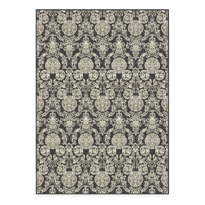 RUGGABLE Disney Traditional Mickey Mouse Washable Rug - Perfect Area Rug for Nursery Playroom Kids Room - Pet &amp; Child Friendly - Stain &amp; Water Resistant - Damask Grey 3&
