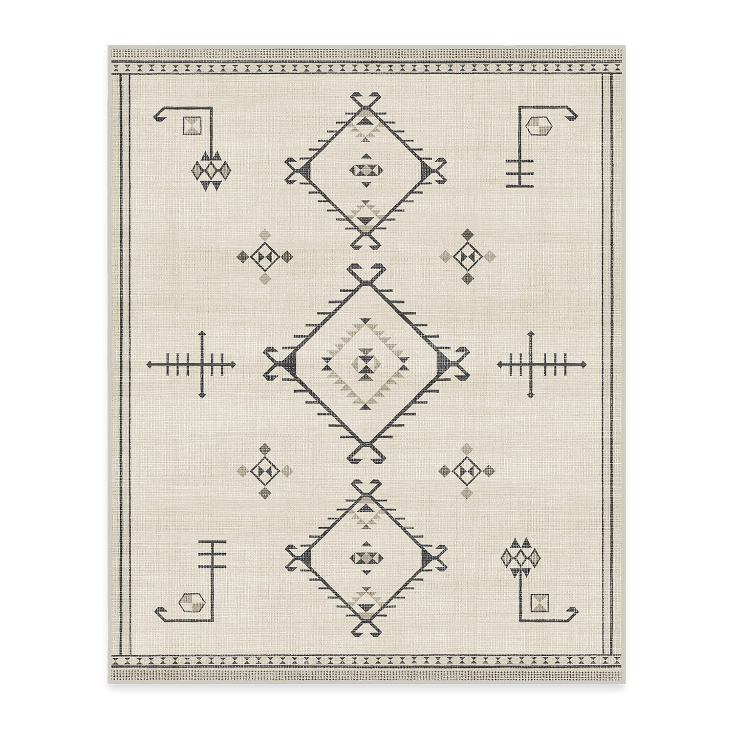 RUGGABLE Damali Runner Rug - Perfect Boho Washable Rug for Entryway Hallway Kitchen - Pet &amp; Child Friendly - Non-Toxic - Stain &amp; Water Resistant - Black &amp; White 2.5&
