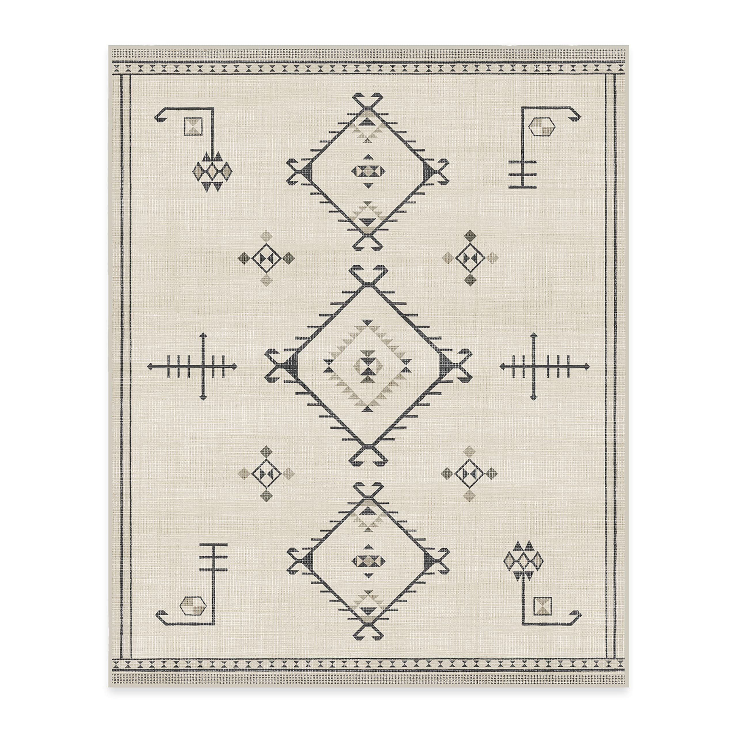 RUGGABLE Damali Runner Rug - Perfect Boho Washable Rug for Entryway Hallway Kitchen - Pet &amp; Child Friendly - Non-Toxic - Stain &amp; Water Resistant - Black &amp; White 2.5&