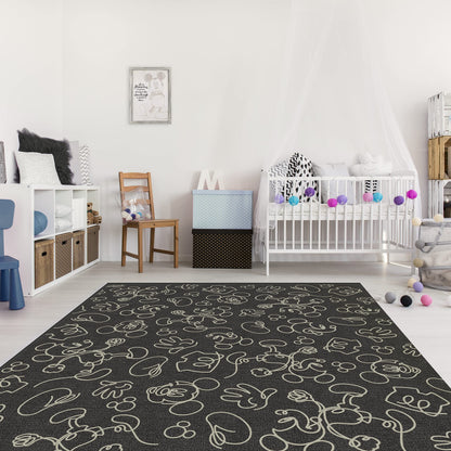 RUGGABLE Disney Classic Minnie Mouse Washable Rug - Perfect Area Rug for Nursery Playroom Kids Room - Pet &amp; Child Friendly - Stain &amp; Water Resistant - Trellis Pink 5&