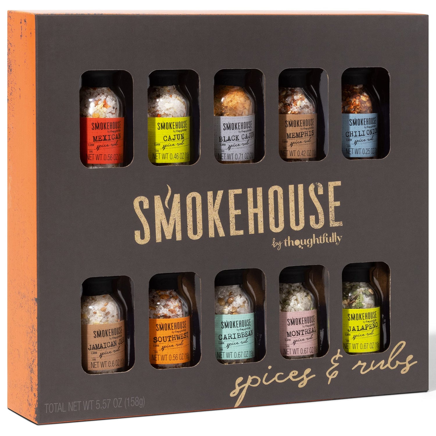 Smokehouse Gift Set by Thoughtfully, Vegan and Vegetarian Barbecue Rubs, Flavors Include Cajun, Caribbean, Memphis and Southwest, Set of 4