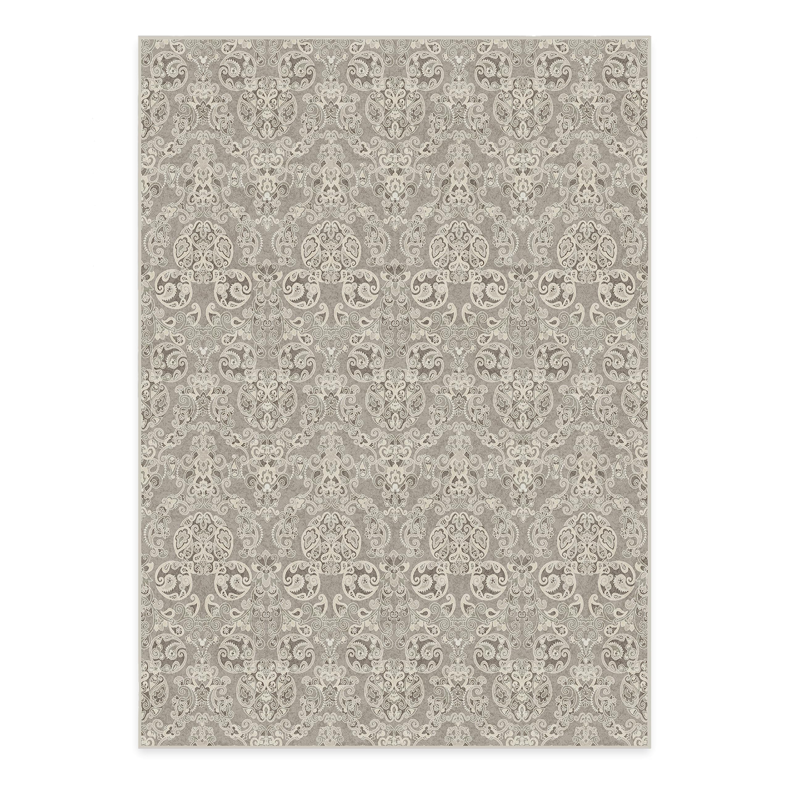 RUGGABLE Disney Traditional Mickey Mouse Washable Rug - Perfect Area Rug for Nursery Playroom Kids Room - Pet &amp; Child Friendly - Stain &amp; Water Resistant - Damask Grey 3&
