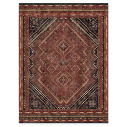 RUGGABLE Kaden Washable Rug - Perfect Vintage Area Rug for Living Room Bedroom Kitchen - Pet &amp; Child Friendly - Stain &amp; Water Resistant - Amber Red 3&