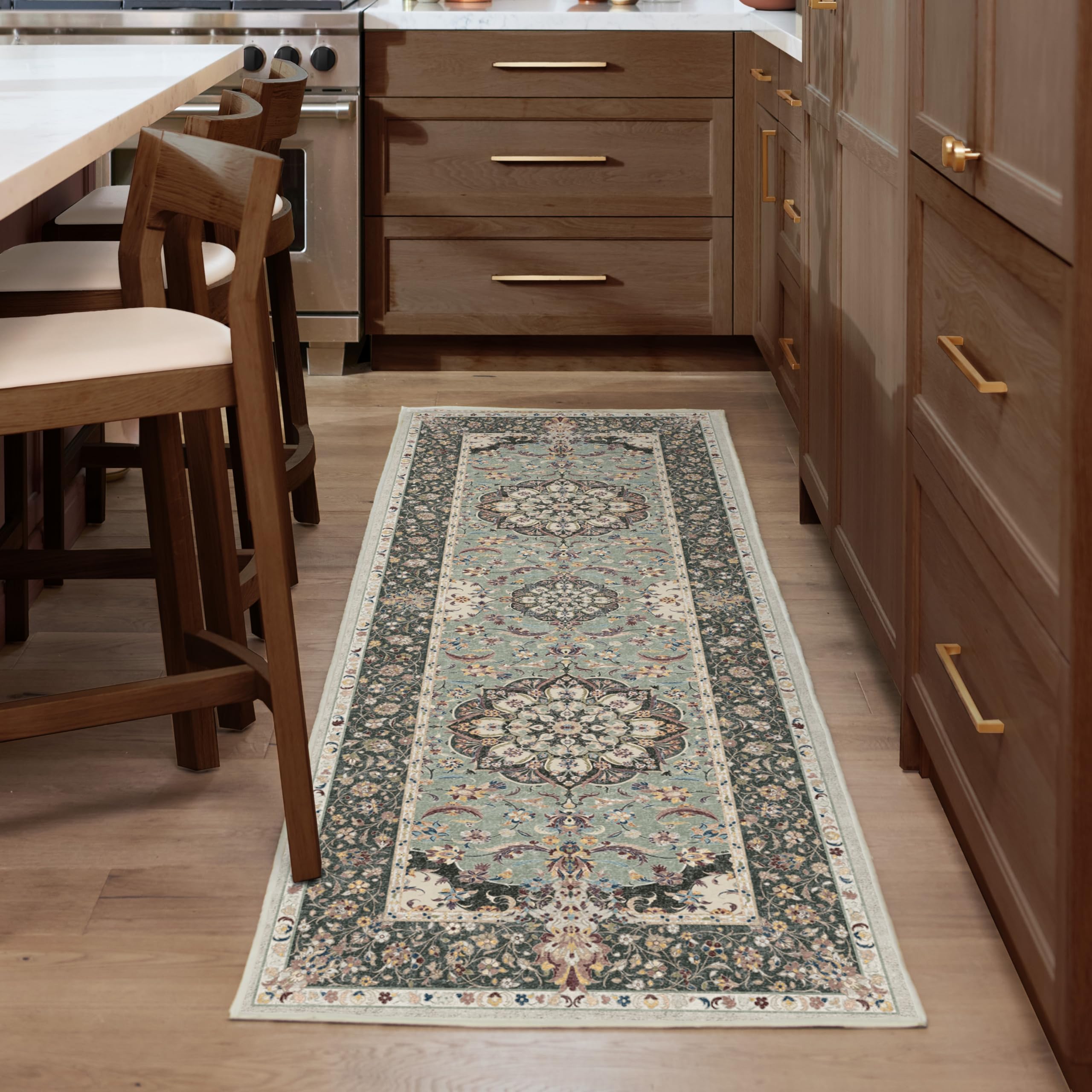 RUGGABLE Sima Washable Rug - Perfect Vintage Area Rug for Living Room Bedroom Kitchen - Pet &amp; Child Friendly - Stain &amp; Water Resistant - Royal Blue 2&