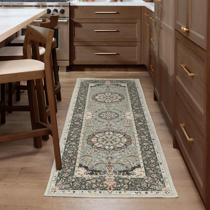 RUGGABLE Sima Washable Rug - Perfect Vintage Area Rug for Living Room Bedroom Kitchen - Pet &amp; Child Friendly - Stain &amp; Water Resistant - Royal Blue 2&