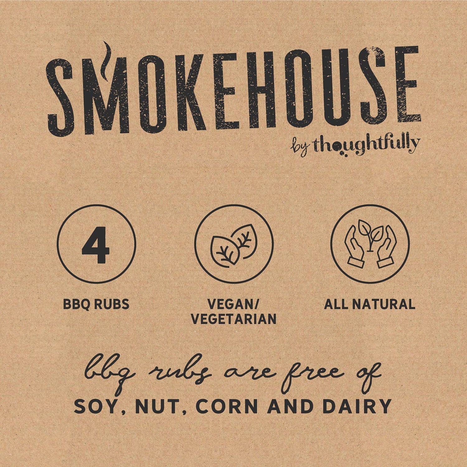 Smokehouse Gift Set by Thoughtfully, Vegan and Vegetarian Barbecue Rubs, Flavors Include Cajun, Caribbean, Memphis and Southwest, Set of 4