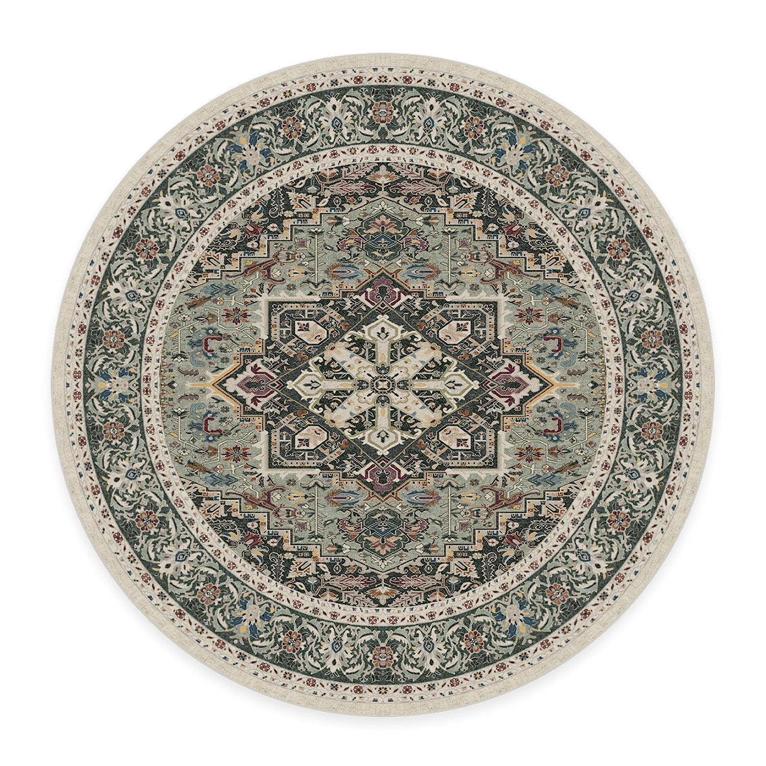 RUGGABLE Hendesi Heriz Washable Rug - Perfect Antique Vintage Area Rug for Living Room Bedroom Kitchen - Pet &amp; Child Friendly - Stain &amp; Water Resistant, Non-Slip - Abalone 2&