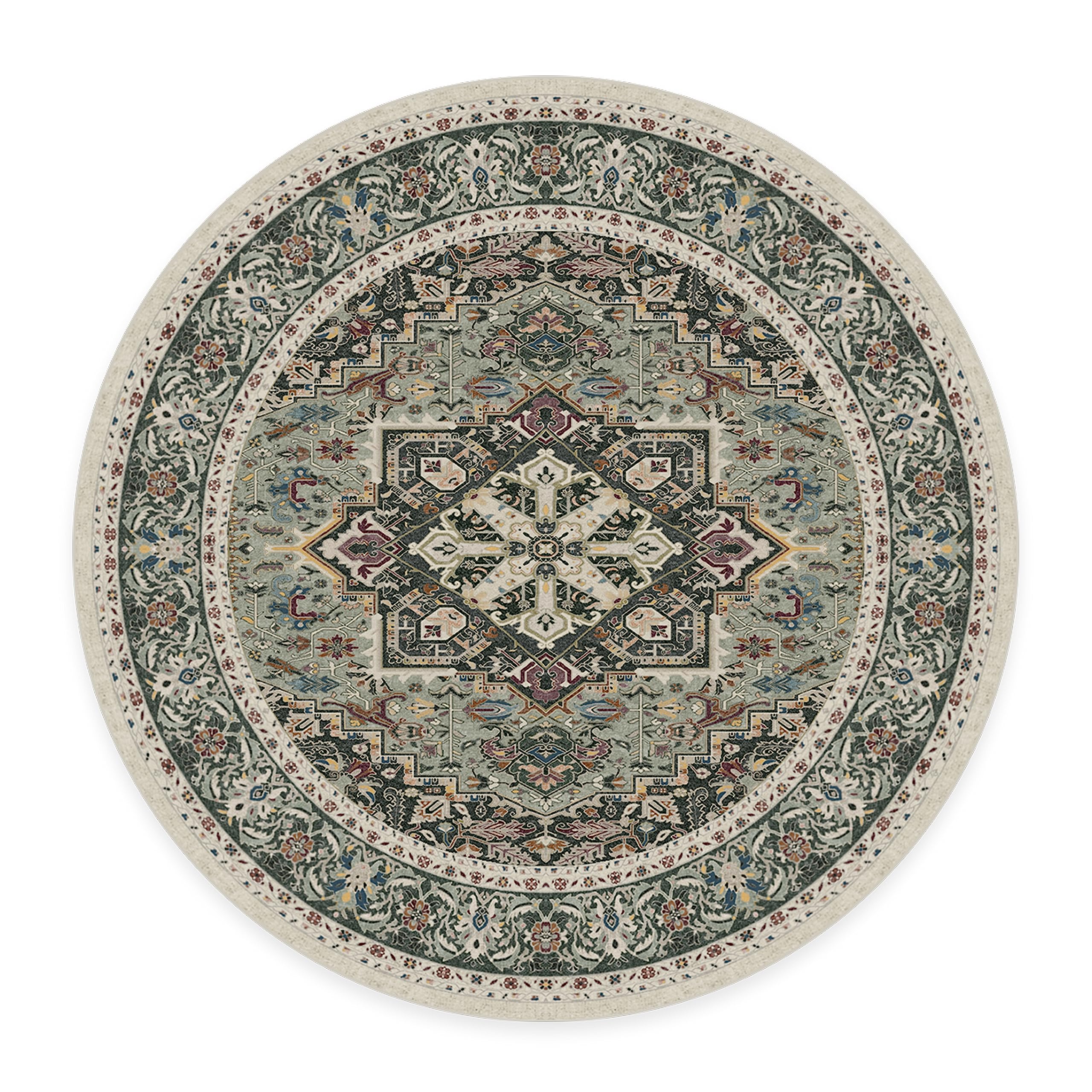 RUGGABLE Hendesi Heriz Washable Rug - Perfect Antique Vintage Area Rug for Living Room Bedroom Kitchen - Pet &amp; Child Friendly - Stain &amp; Water Resistant, Non-Slip - Abalone 2&