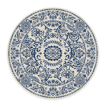 RUGGABLE Washable 2x3 Area Rug, Delphina Delft Blue, Premium Vintage Rugs for Living Room, Bedroom, Kitchen, Office, Classroom with Gripper Non Slip Pad