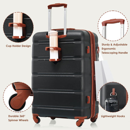 Merax 3 Pcs ABS Hardside Luggage Sets TSA Lock Spinner Wheel Suitcases, Pearly White, 20/24/28 Inch