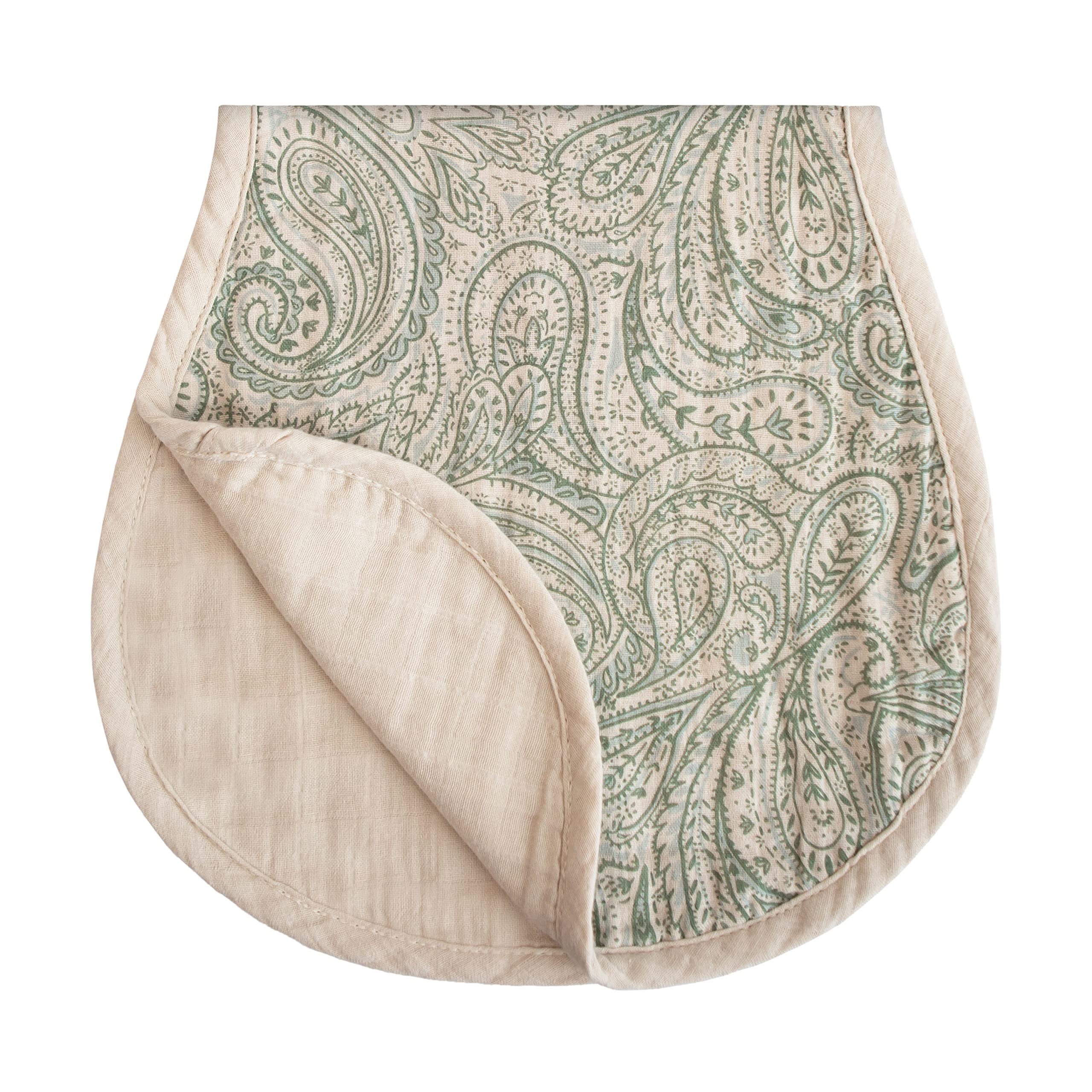 mushie Muslin Baby Burp Cloths | 100% Organic Cotton, Set of 2 (Olive Check/Natural Check)