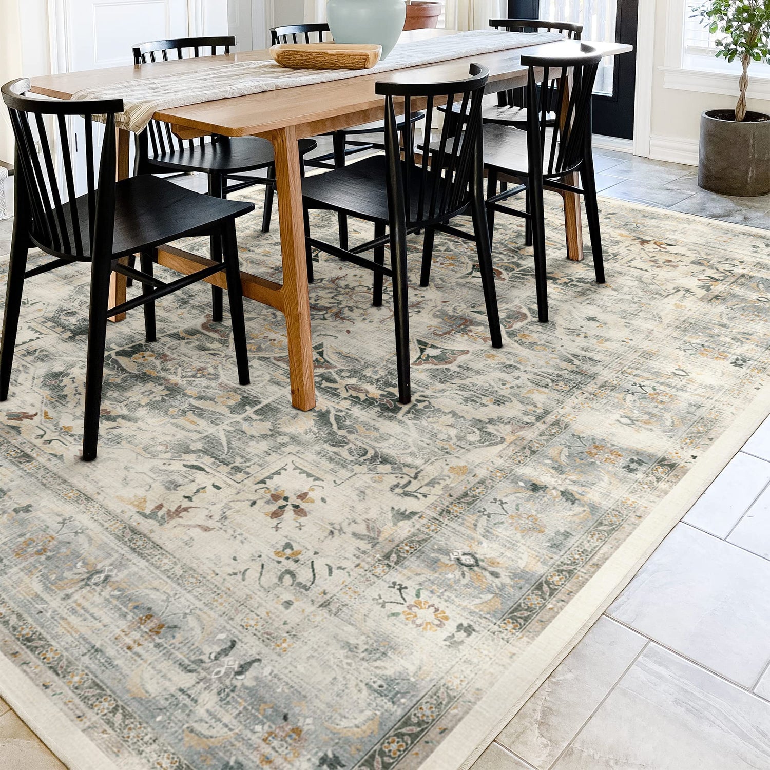 RUGGABLE – Sarrah Blue Quartz – Machine Washable Runner Rug – Pet &amp; Child Friendly – Stain &amp; Water Resistant – Non-Slip – 2.5&