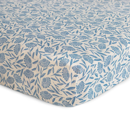 mushie Extra Soft Muslin Fitted Crib Sheet | 192 Thread Count | 28&quot;x 52&quot; (Fog)