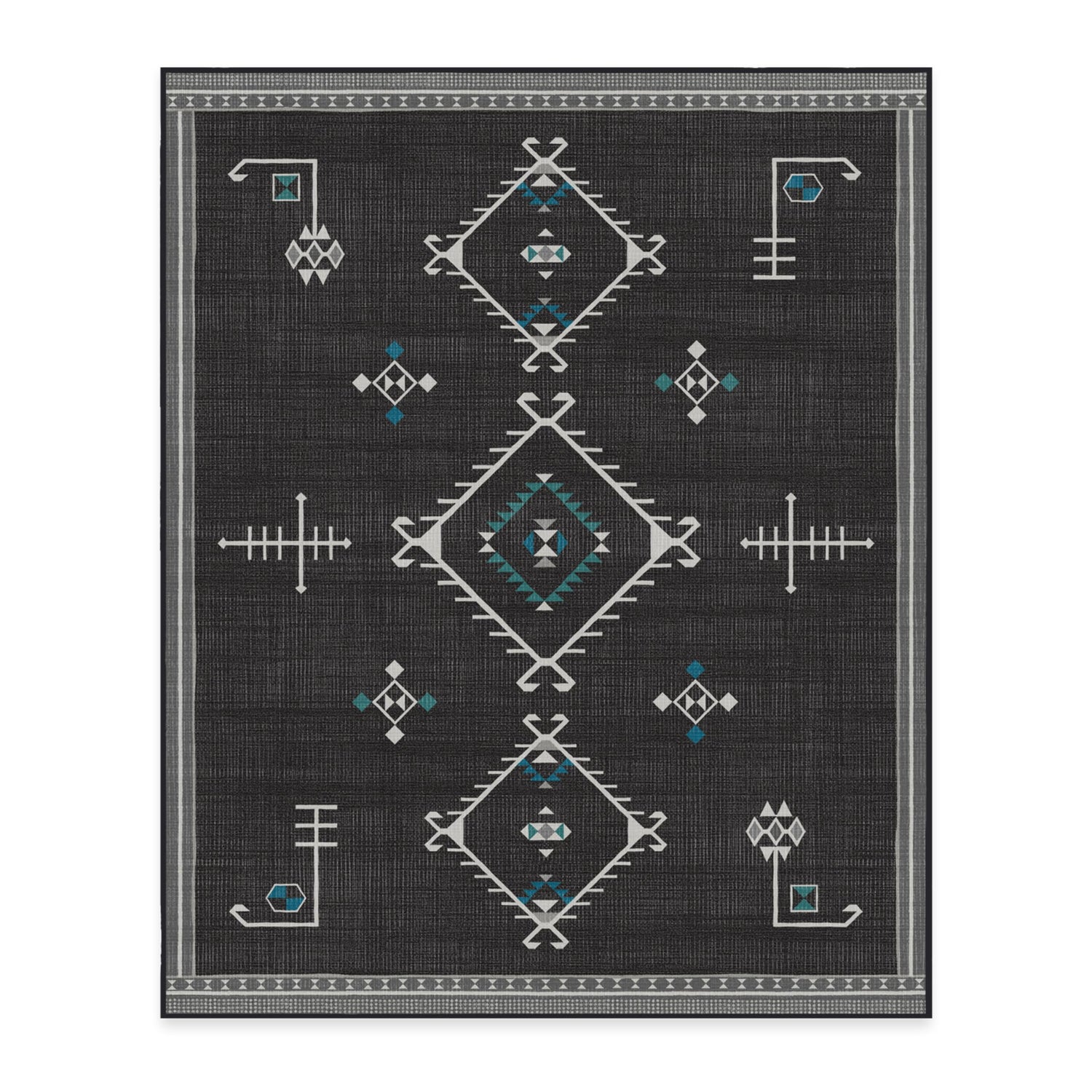 RUGGABLE Damali Runner Rug - Perfect Boho Washable Rug for Entryway Hallway Kitchen - Pet &amp; Child Friendly - Non-Toxic - Stain &amp; Water Resistant - Black &amp; White 2.5&