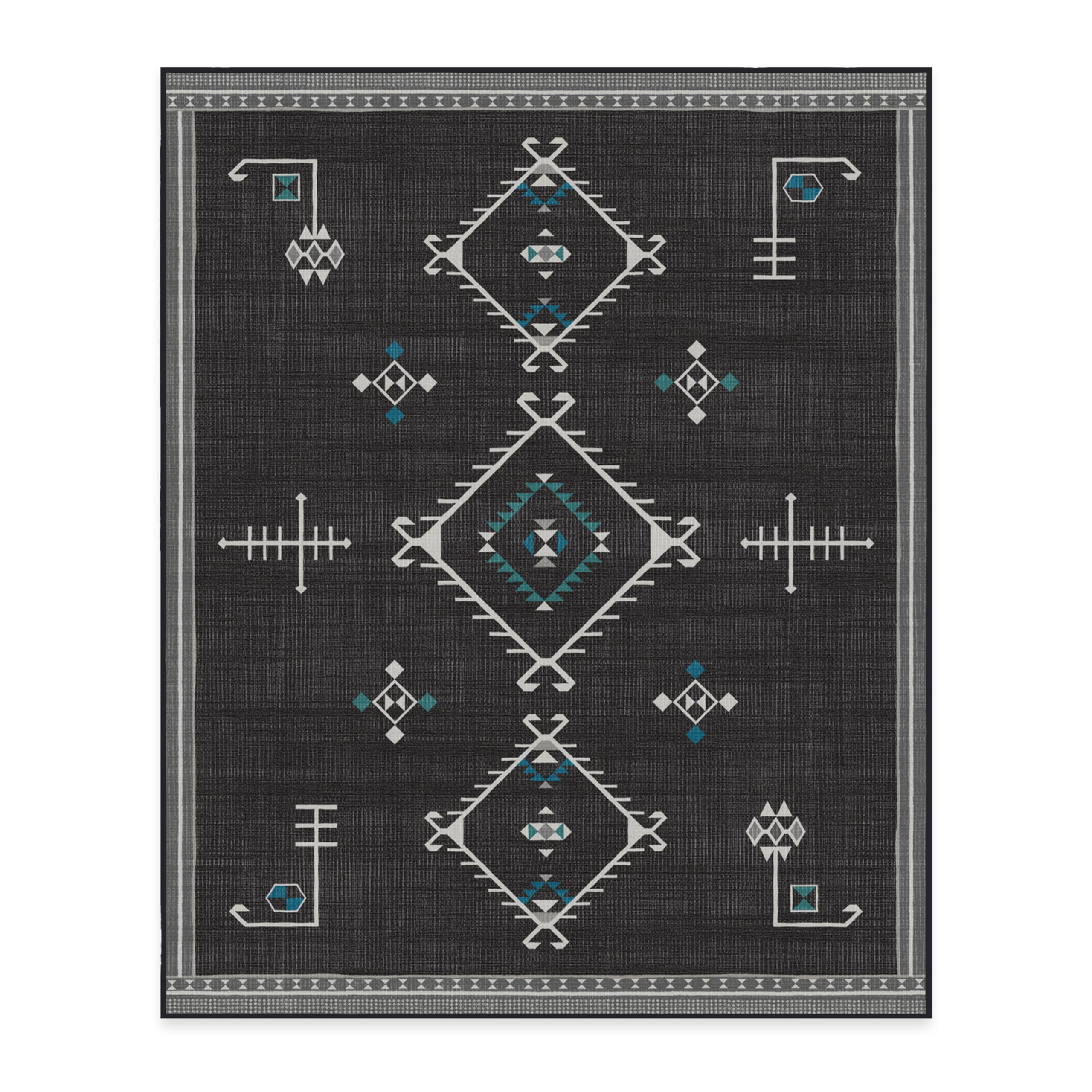 RUGGABLE Damali Runner Rug - Perfect Boho Washable Rug for Entryway Hallway Kitchen - Pet &amp; Child Friendly - Non-Toxic - Stain &amp; Water Resistant - Black &amp; White 2.5&