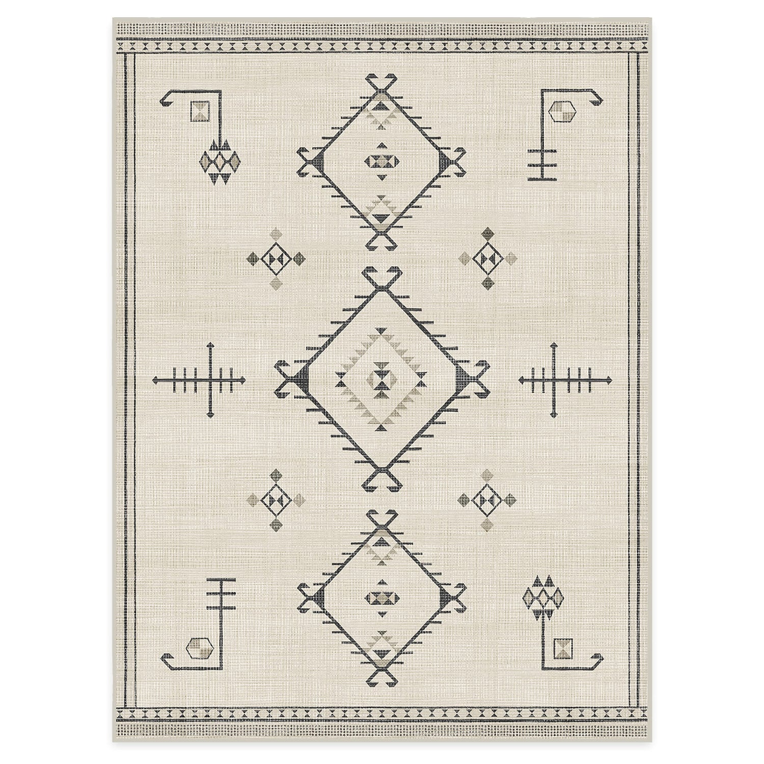 RUGGABLE Damali Runner Rug - Perfect Boho Washable Rug for Entryway Hallway Kitchen - Pet &amp; Child Friendly - Non-Toxic - Stain &amp; Water Resistant - Black &amp; White 2.5&