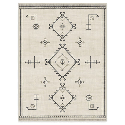 RUGGABLE Damali Runner Rug - Perfect Boho Washable Rug for Entryway Hallway Kitchen - Pet &amp; Child Friendly - Non-Toxic - Stain &amp; Water Resistant - Black &amp; White 2.5&