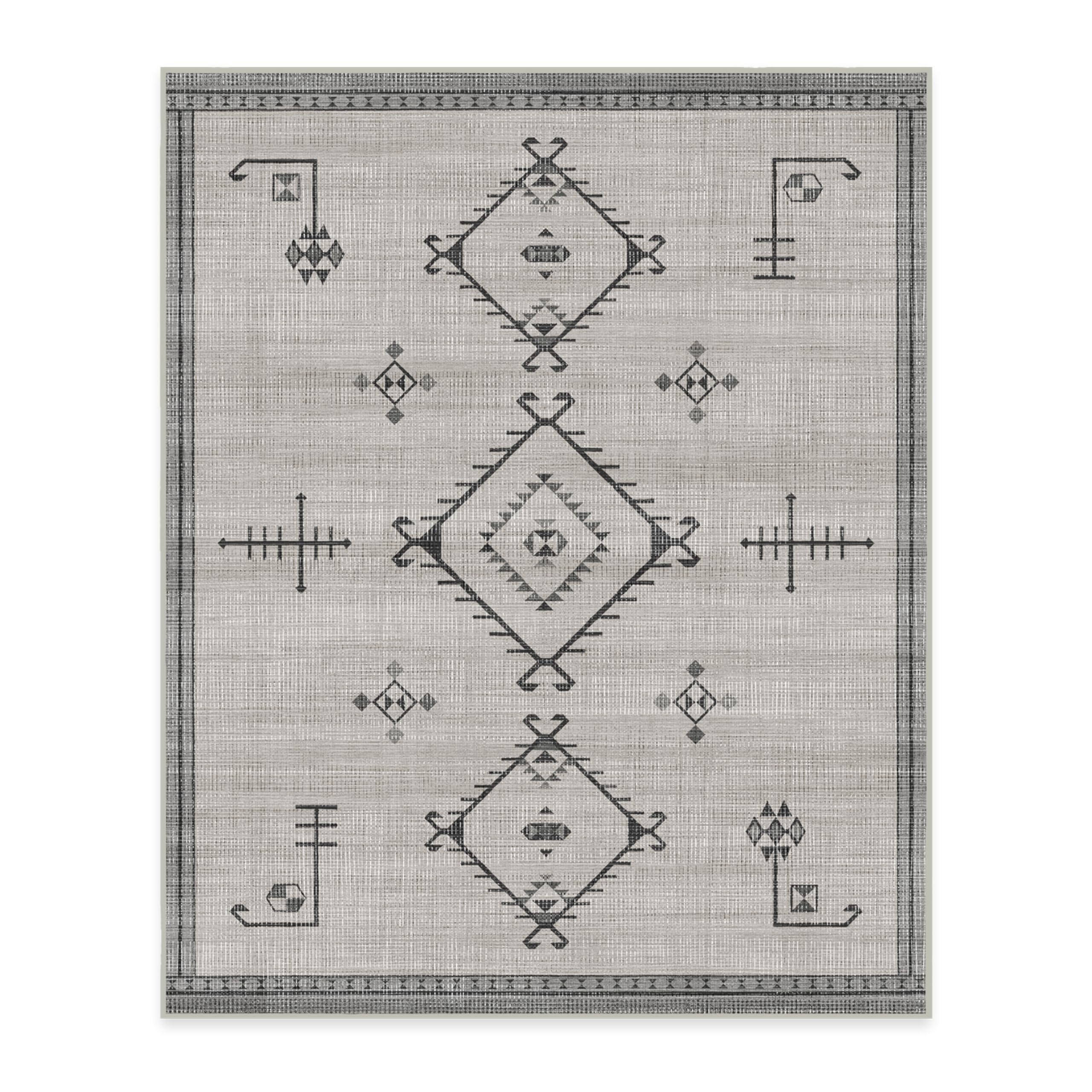 RUGGABLE Damali Runner Rug - Perfect Boho Washable Rug for Entryway Hallway Kitchen - Pet &amp; Child Friendly - Non-Toxic - Stain &amp; Water Resistant - Black &amp; White 2.5&
