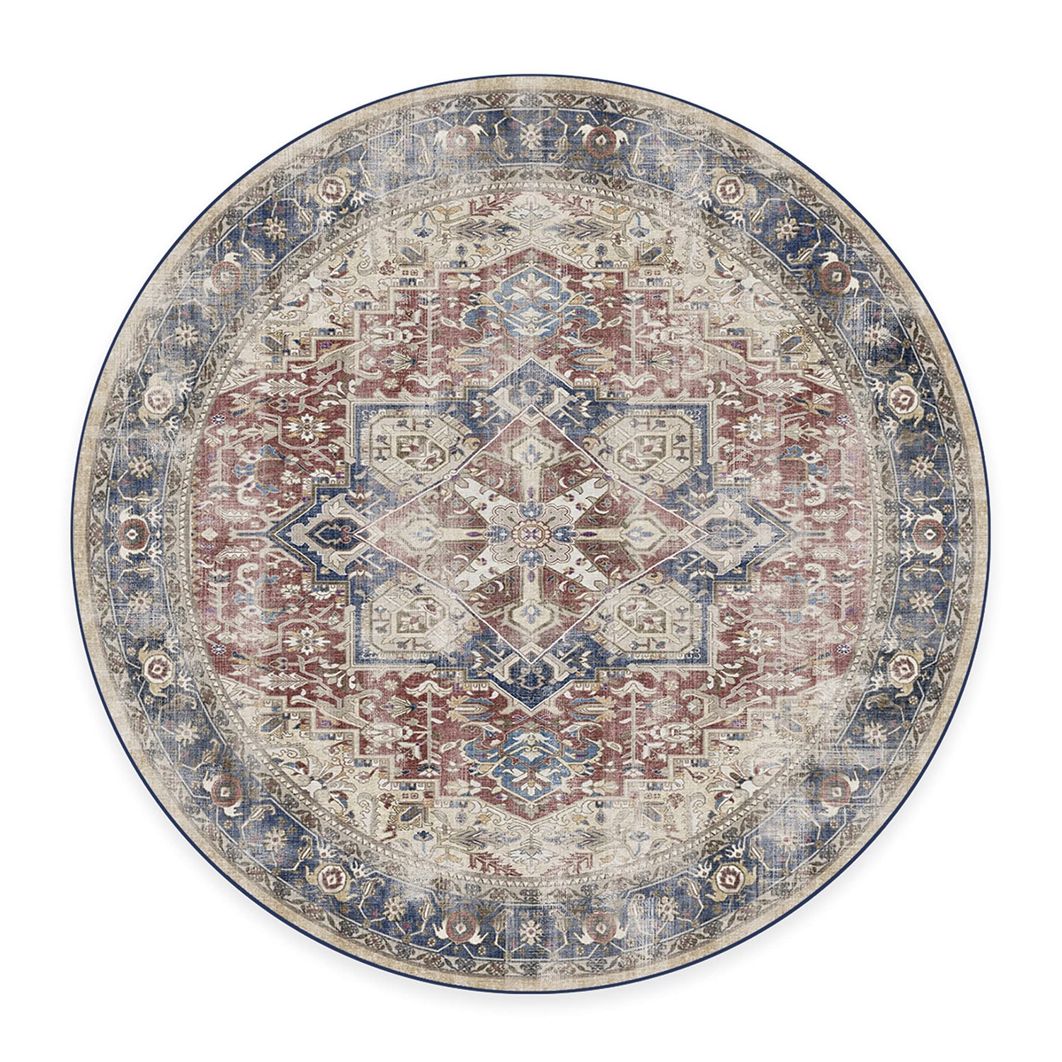 RUGGABLE Kamran Washable Rug - Perfect Vintage Area Rug for Living Room Bedroom Kitchen - Pet &amp; Child Friendly - Stain &amp; Water Resistant - Hazel 5&