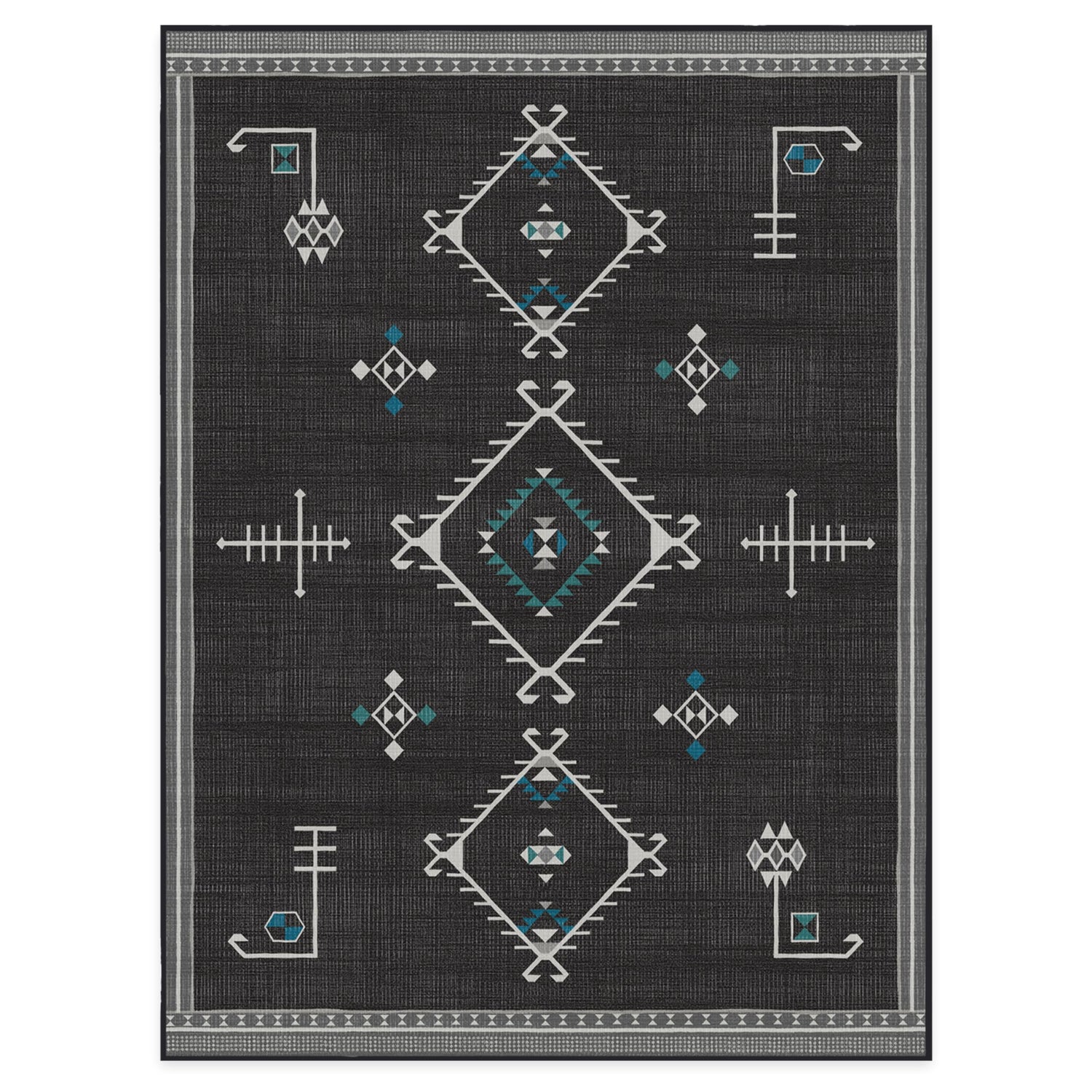 RUGGABLE Damali Runner Rug - Perfect Boho Washable Rug for Entryway Hallway Kitchen - Pet &amp; Child Friendly - Non-Toxic - Stain &amp; Water Resistant - Black &amp; White 2.5&