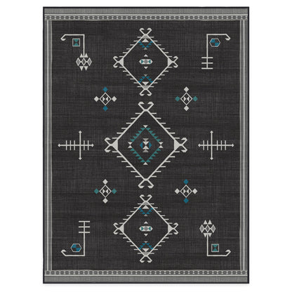 RUGGABLE Damali Runner Rug - Perfect Boho Washable Rug for Entryway Hallway Kitchen - Pet &amp; Child Friendly - Non-Toxic - Stain &amp; Water Resistant - Black &amp; White 2.5&