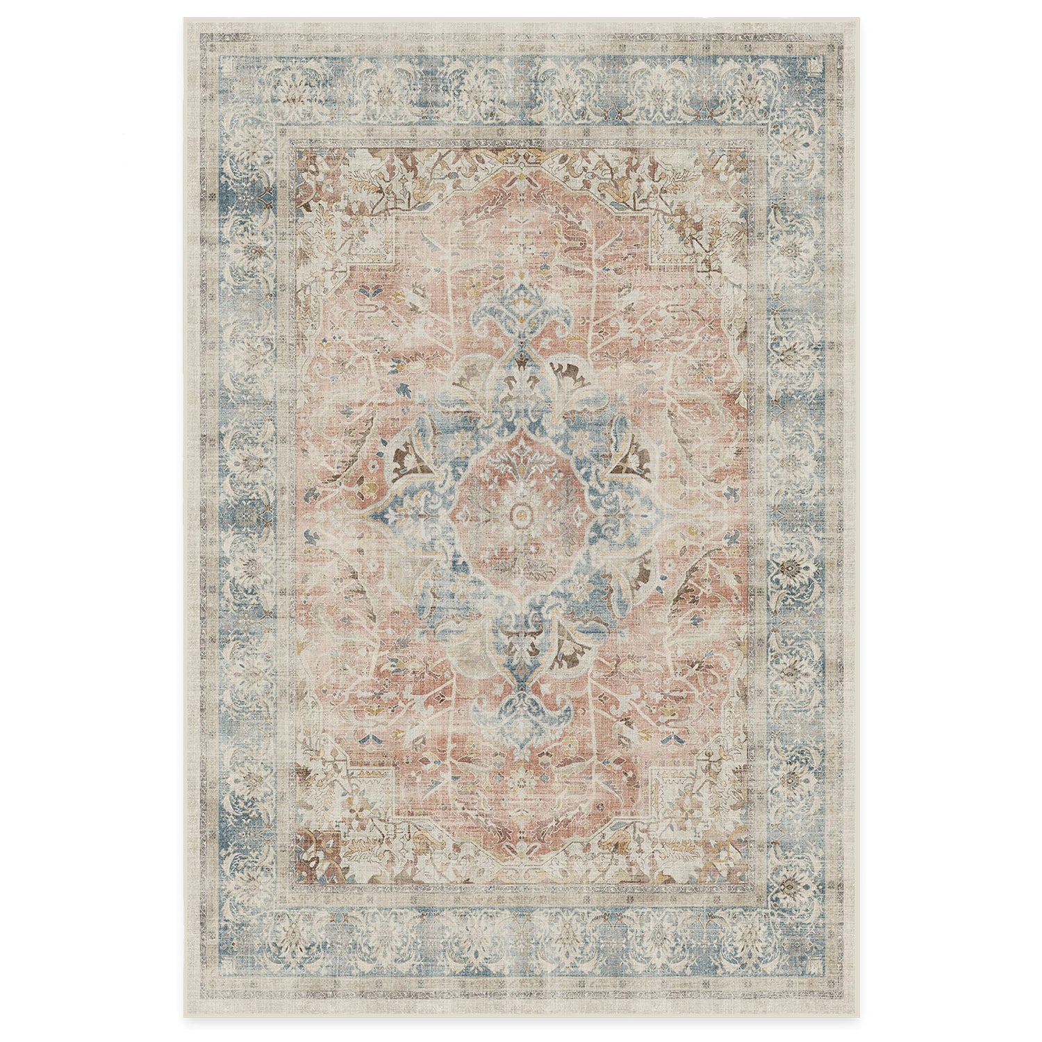 RUGGABLE – Sarrah Blue Quartz – Machine Washable Runner Rug – Pet &amp; Child Friendly – Stain &amp; Water Resistant – Non-Slip – 2.5&