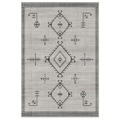RUGGABLE Damali Runner Rug - Perfect Boho Washable Rug for Entryway Hallway Kitchen - Pet &amp; Child Friendly - Non-Toxic - Stain &amp; Water Resistant - Black &amp; White 2.5&
