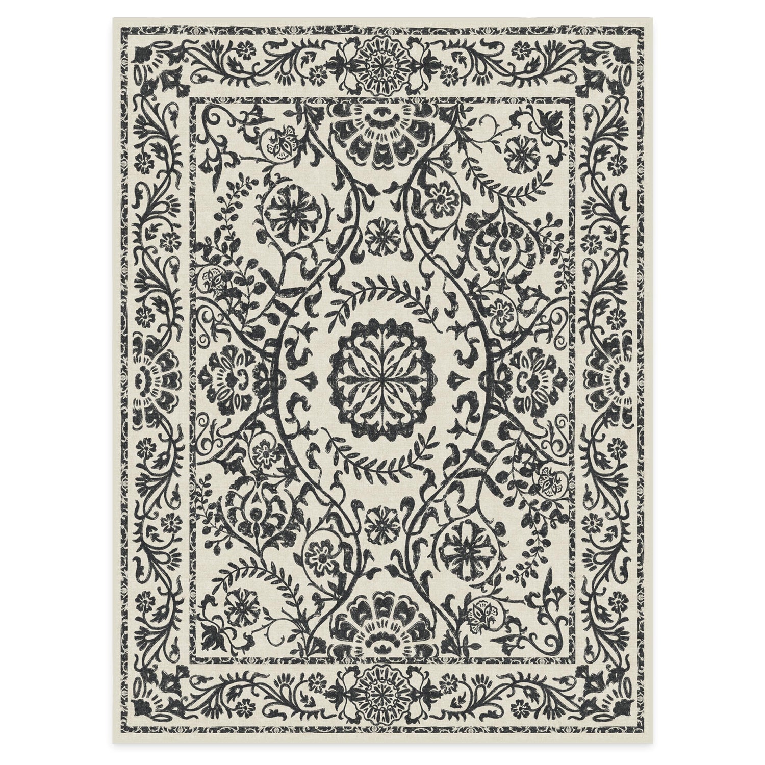 RUGGABLE Washable 2x3 Area Rug, Delphina Delft Blue, Premium Vintage Rugs for Living Room, Bedroom, Kitchen, Office, Classroom with Gripper Non Slip Pad