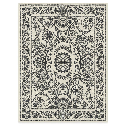 RUGGABLE Washable 2x3 Area Rug, Delphina Delft Blue, Premium Vintage Rugs for Living Room, Bedroom, Kitchen, Office, Classroom with Gripper Non Slip Pad