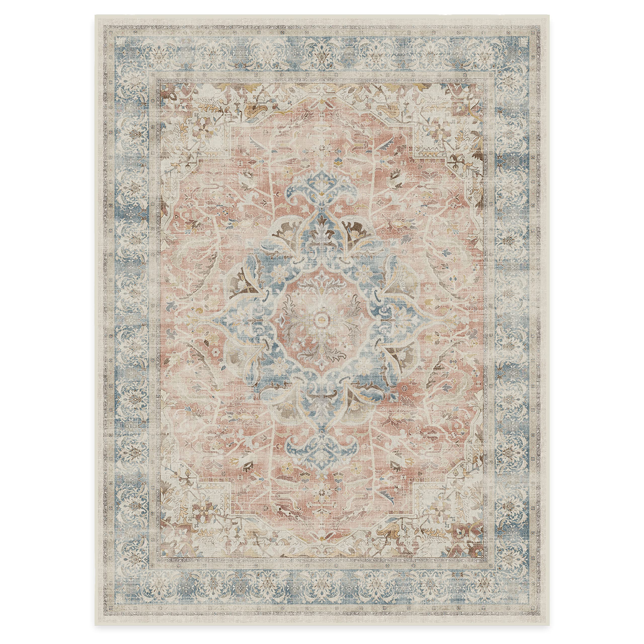 RUGGABLE – Sarrah Blue Quartz – Machine Washable Runner Rug – Pet &amp; Child Friendly – Stain &amp; Water Resistant – Non-Slip – 2.5&