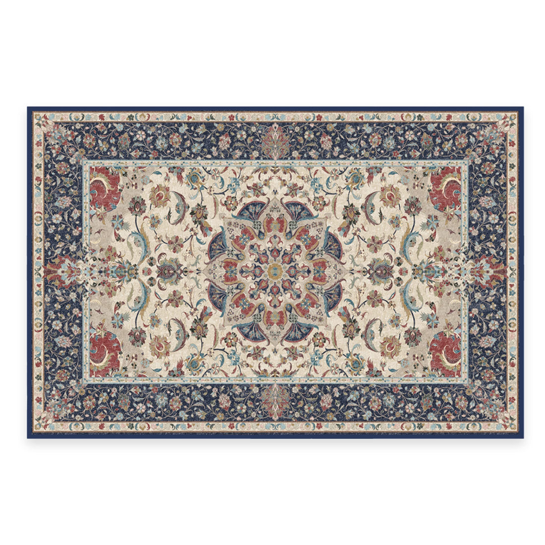 RUGGABLE Sima Washable Rug - Perfect Vintage Area Rug for Living Room Bedroom Kitchen - Pet &amp; Child Friendly - Stain &amp; Water Resistant - Royal Blue 2&