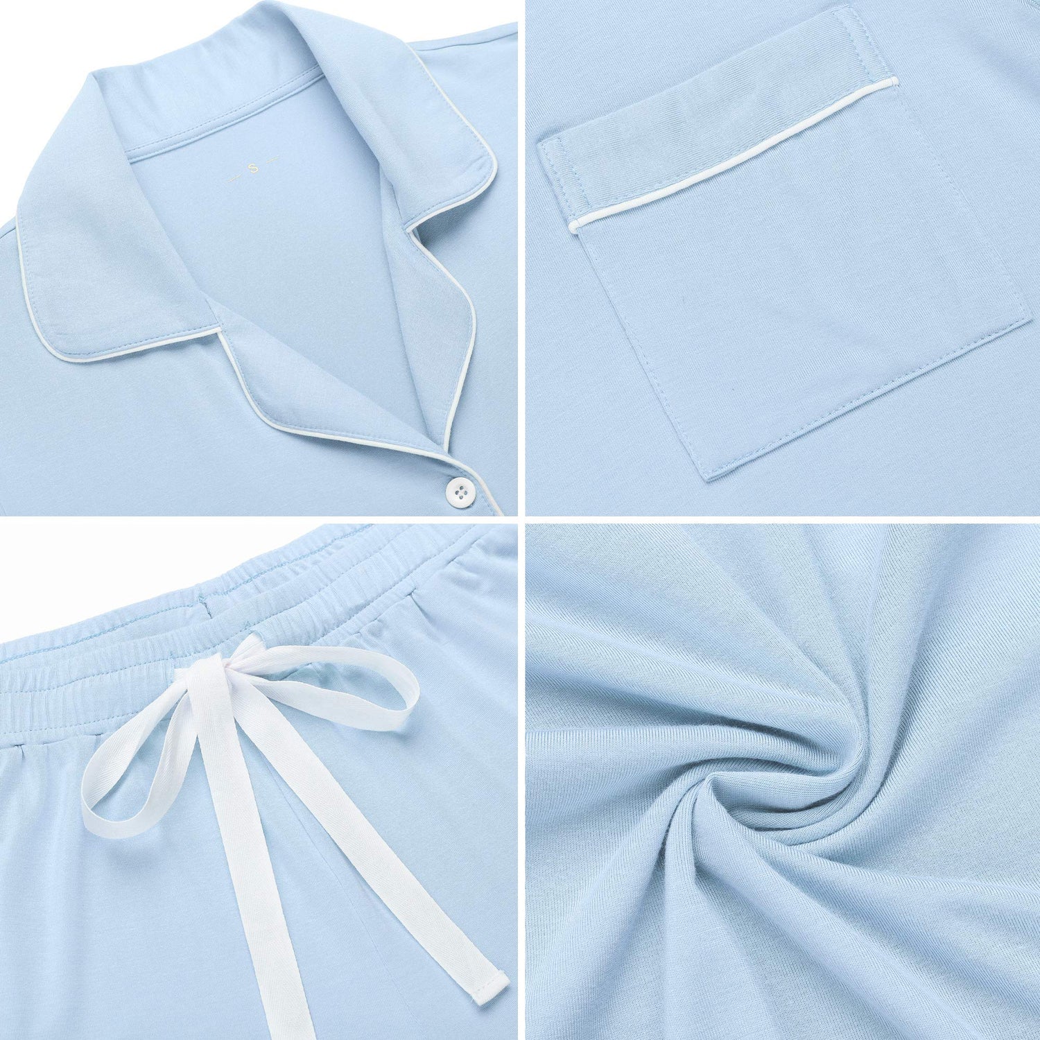 Senert Pajamas Set For Women Short Sleeve Sleepwear Soft Button Down Pjs Set Nightwear Lounge Sets S-XXL