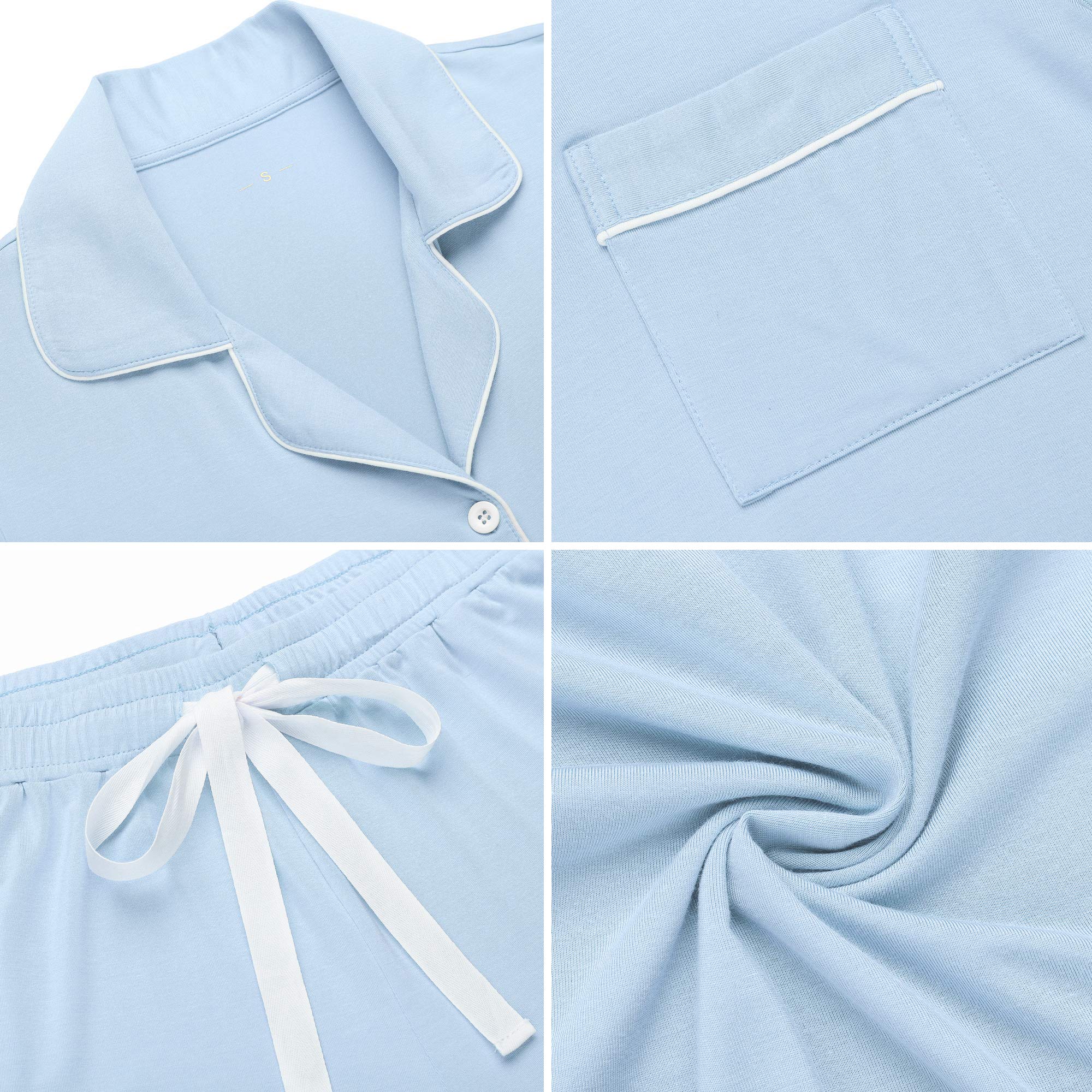 Senert Pajamas Set For Women Short Sleeve Sleepwear Soft Button Down Pjs Set Nightwear Lounge Sets S-XXL