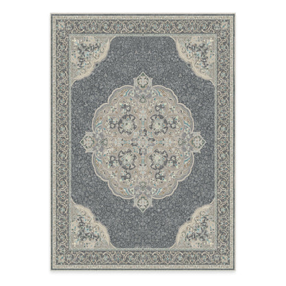 RUGGABLE Disney Traditional Mickey Mouse Washable Rug - Perfect Area Rug for Nursery Playroom Kids Room - Pet &amp; Child Friendly - Stain &amp; Water Resistant - Damask Grey 3&