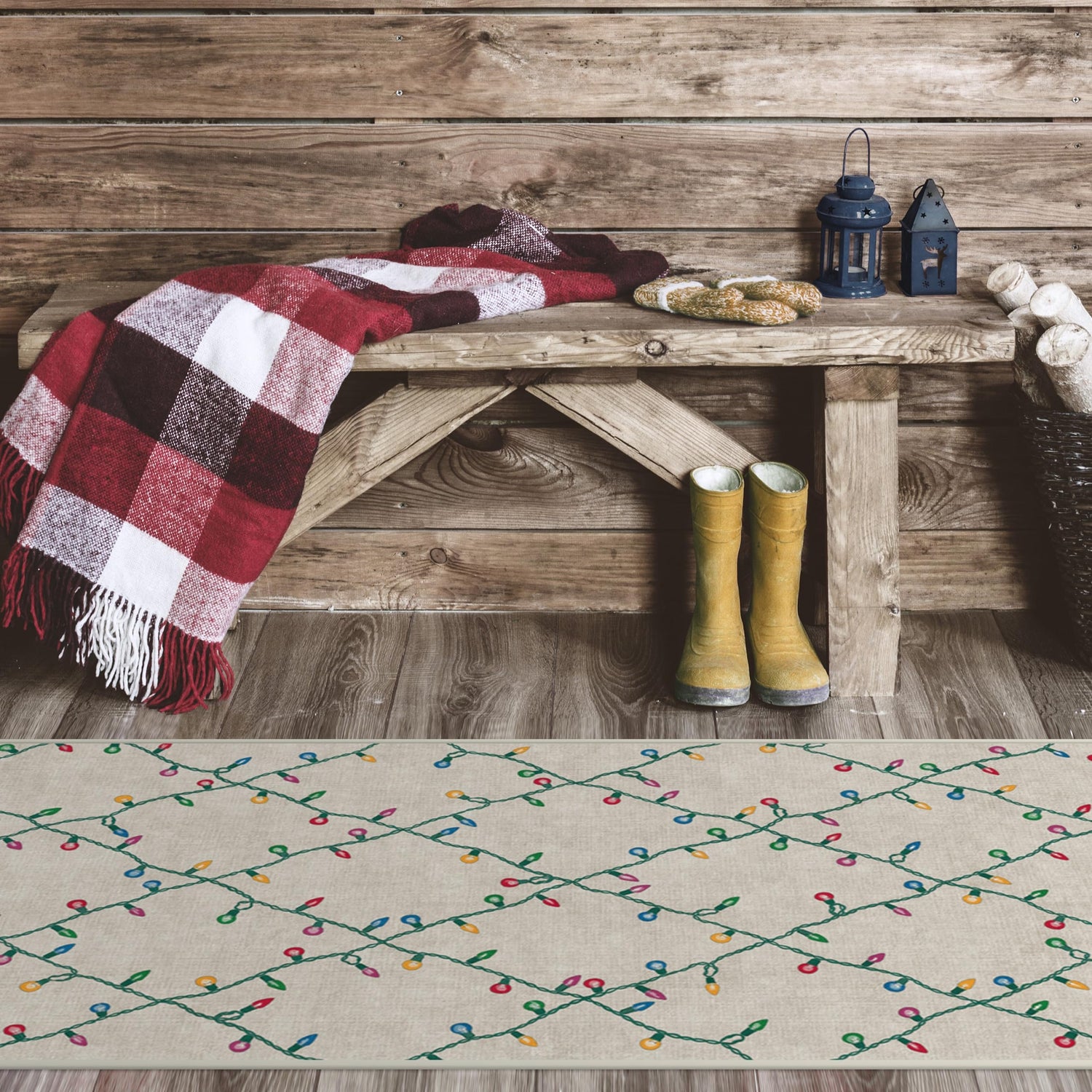 RUGGABLE Winter Plaid Washable Rug - Perfect Holiday Area Rug for Living Room Bedroom Kitchen - Pet &amp; Child Friendly - Stain &amp; Water Resistant - Dress Stewart Tartan Plaid 3&