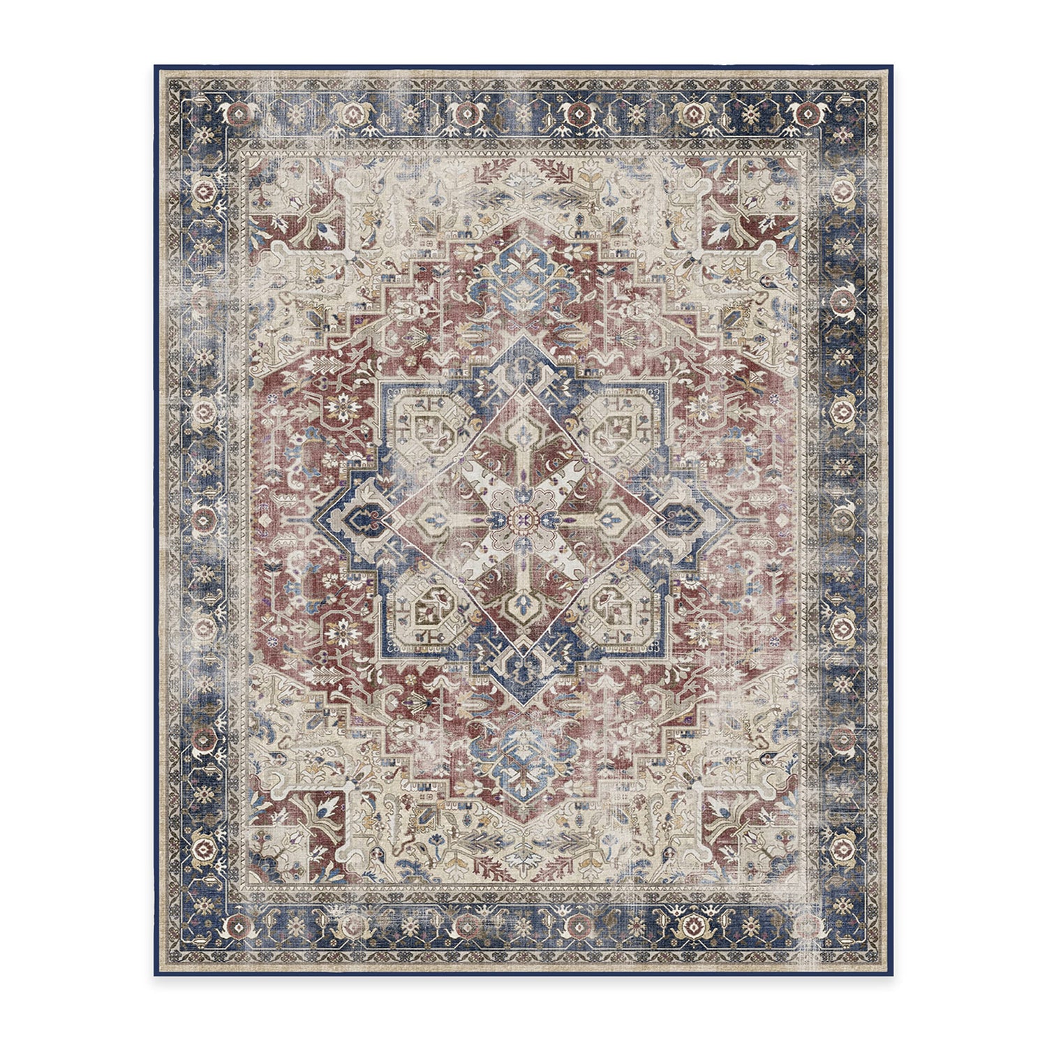 RUGGABLE Kamran Washable Rug - Perfect Vintage Area Rug for Living Room Bedroom Kitchen - Pet &amp; Child Friendly - Stain &amp; Water Resistant - Hazel 5&