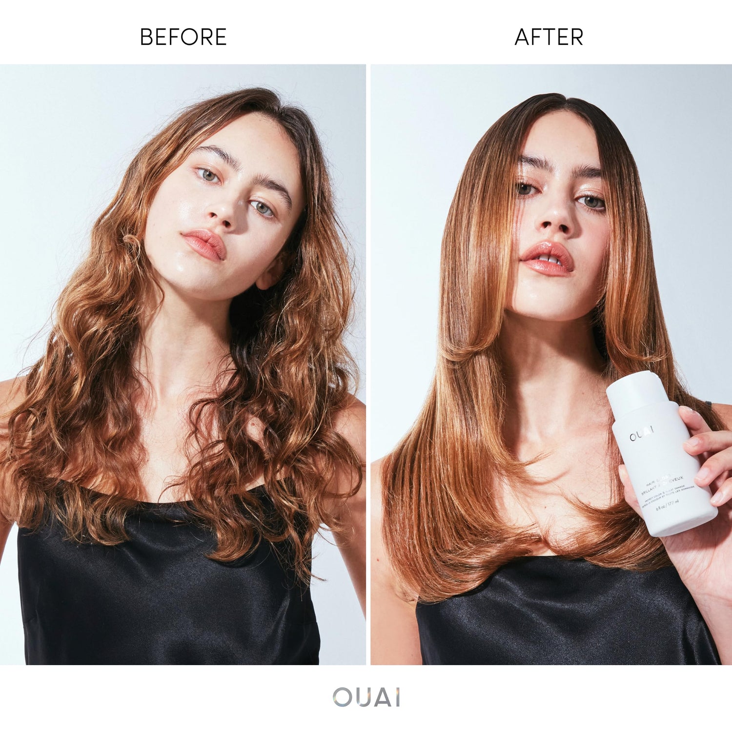OUAI Hair Gloss - In-Shower Shiny Hair Treatment with Frizz Control - Heat Protectant Hair Glaze Infused with Hyaluronic Acid, Rice Water + Panthenol - Paraben, Phthalate &amp; Sulfate Free (6 Oz)